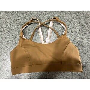 RUNNING GIRL Sports Bra for Women CrissCross Back Padded Sports Bras Brown M